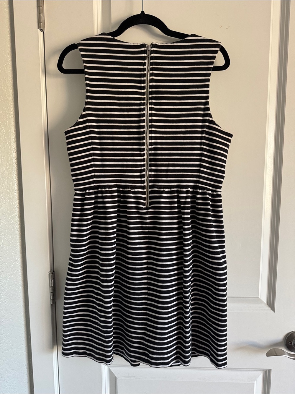 J. Crew Black and White Striped Sleeveless Cotton Dress - Picture 2 of 2